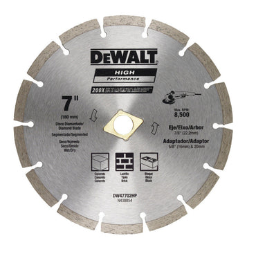[DW47702HP] -Disco Diamantado, 7 Pulg, Cortes En Seco, Borde Segmentado, Con Arandela De Ajuste De 7/8 Y 5/8 Pulg. Marca Dewalt