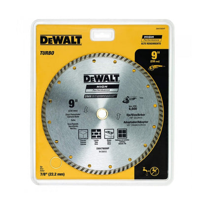 DISCO DIAMANTADO, 9 PULG, RANURADO, CORTE EN SECO ALTO RENDIMIENTO. MARCA DEWALT