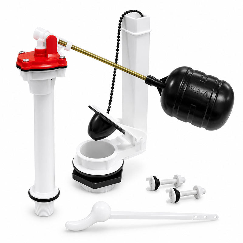 KIT DE REPARACION COMPLETO PARA TANQUE DE SANITARIO, 2 PLG X 10 PLG, PALANCA BLANCA. FAMA