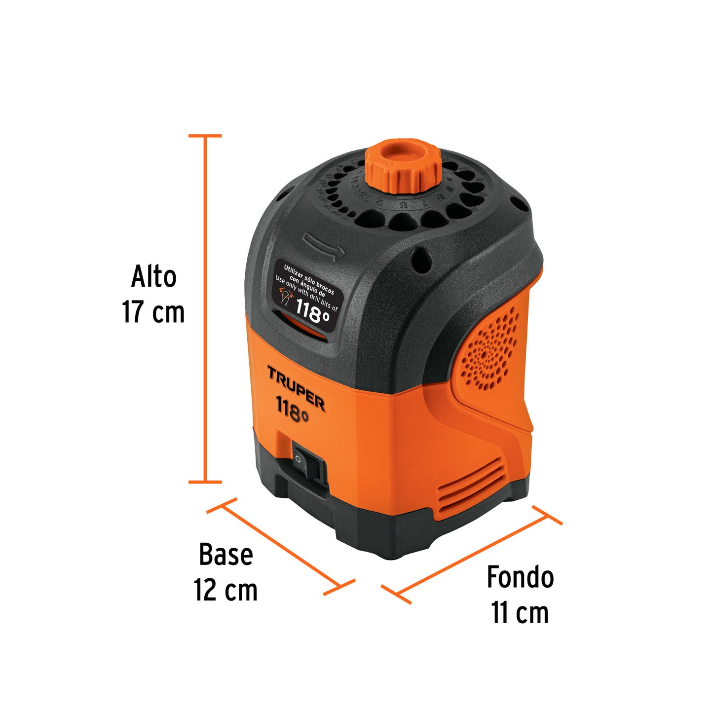 Afilador eléctrico para brocas con punta 118°, TRUPER