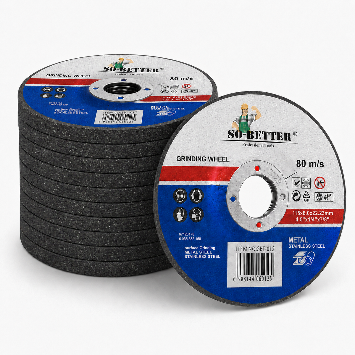 Paquete 10 Discos de Desbaste Concavo 4-1/2" SO-BETTER | Metal y Acero Inoxidable | SBT-012