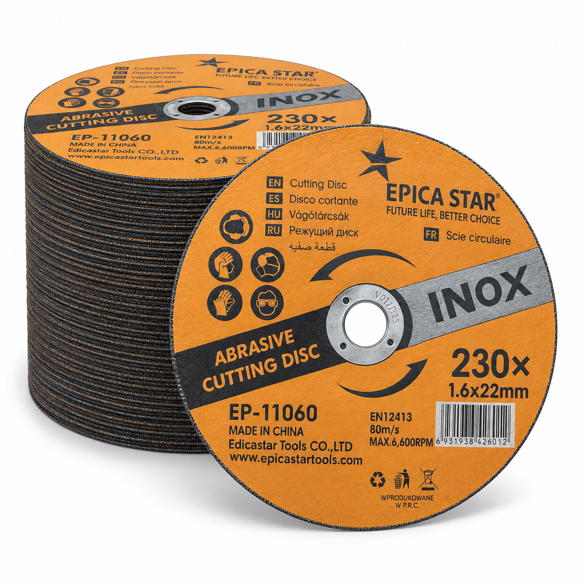 Paquete de 25 Discos EPICA STAR 9" para INOX EP-11060