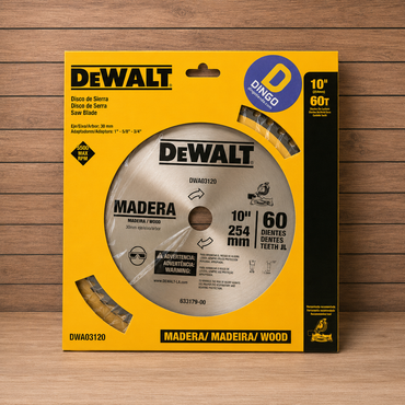 [DWA03120] -Disco De Sierra, 10 Pulg, Eje 30 Mm Adaptador De 1, 5/8 Y 3/4 Pulg, 60 Dientes De Carburo, Para Madera. Marca Dewalt
