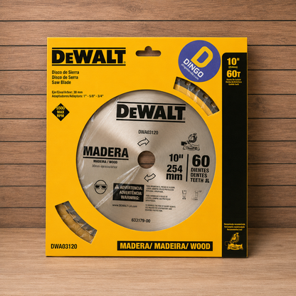 [DWA03120] -Disco De Sierra, 10 Pulg, Eje 30 Mm Adaptador De 1, 5/8 Y 3/4 Pulg, 60 Dientes De Carburo, Para Madera. Marca Dewalt