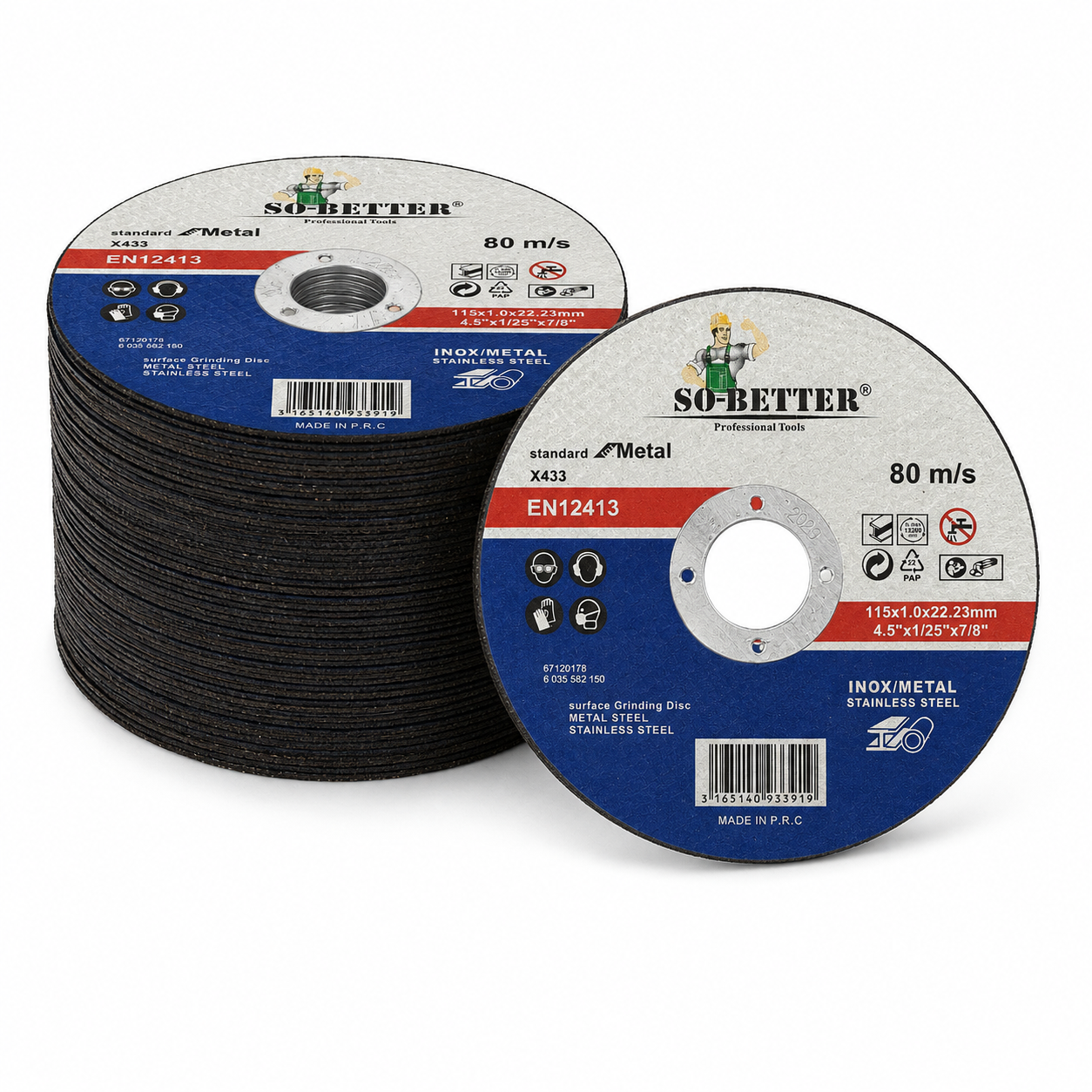Caja 50 Discos de Corte Fino 4-1/2" SO-BETTER | Metal y Acero Inoxidable | EN12413
