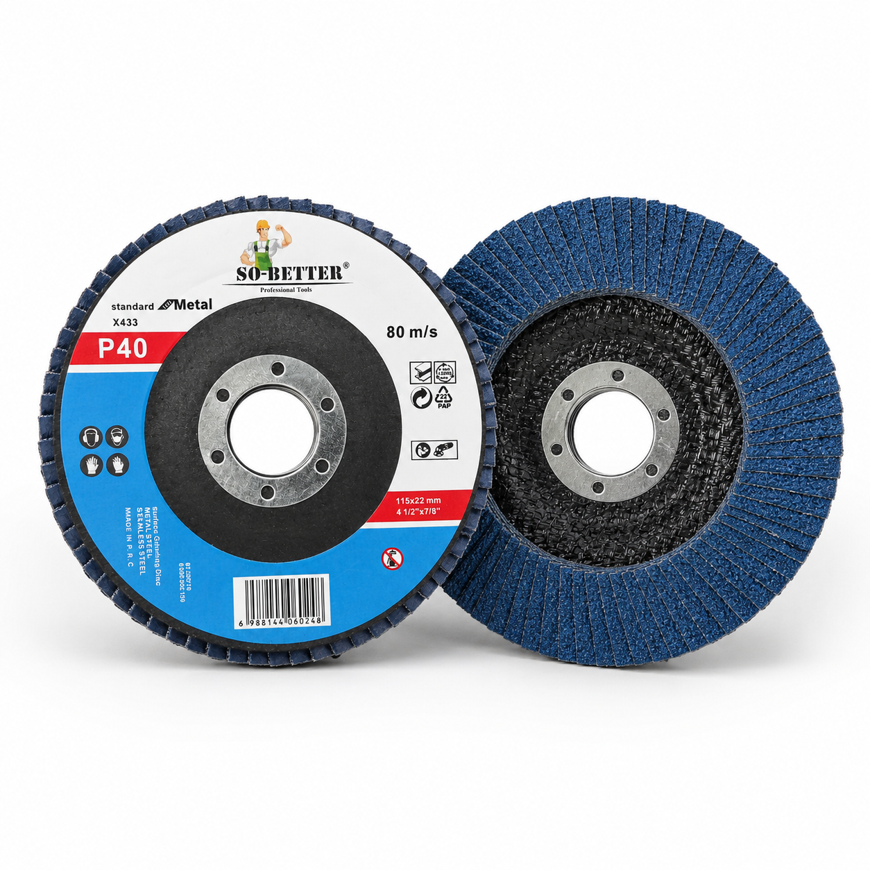 Paquete de 10 Discos Flap Laminados SO-BETTER 4-1/2" Grano 40 SBT-024