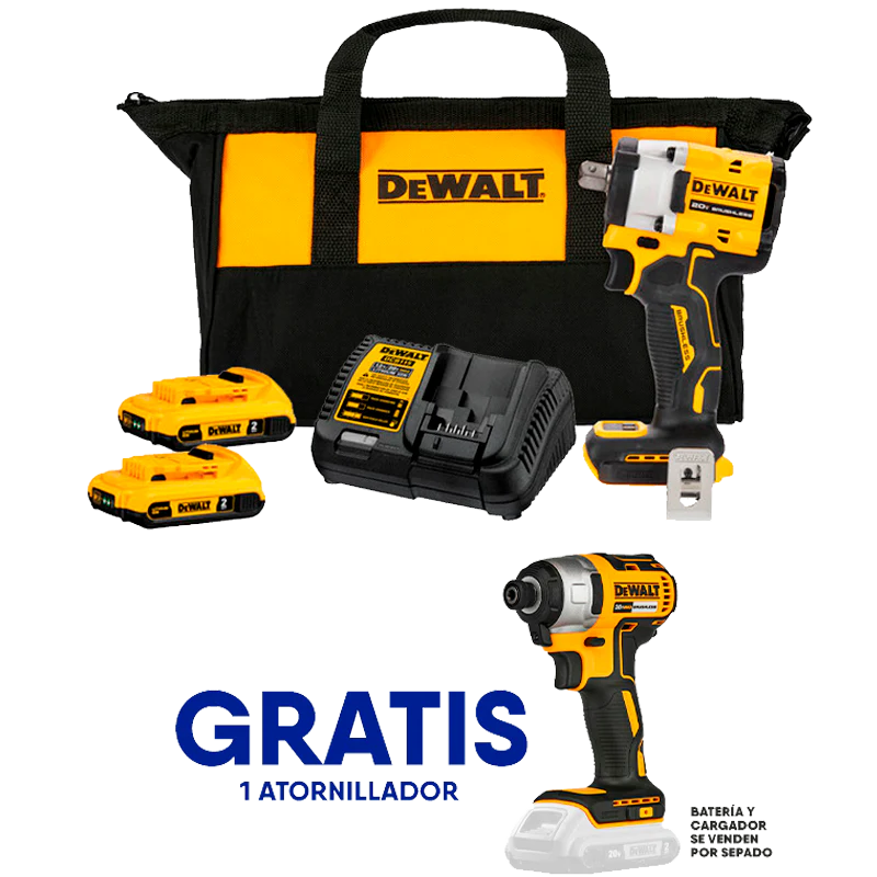 [DCF922D2-7871B] -Llave De Impacto Inalambrica, 1/2, Atomic, 20v. 450 Lbs/Pie, Brushless, Gratis Atornillador De Impacto Dcf7871b. Dewalt