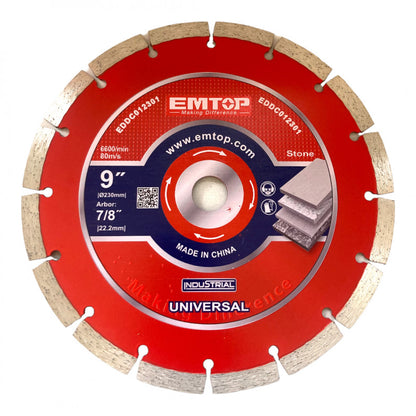 DISCO DE DIAMANTE, SEGMENTADO, PARA CONCRETO DE 9 PULGADAS. MARCA EMTOP