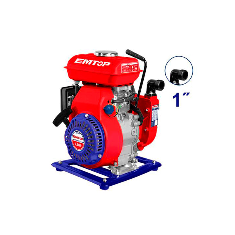 Bomba De Agua, A Gasolina, 2-1/2 Hp, 1 Pulg Boquilla De Salida, 100 Litros/Min Flujo Max, Tanque 1.2 Lts. Marca Emtop