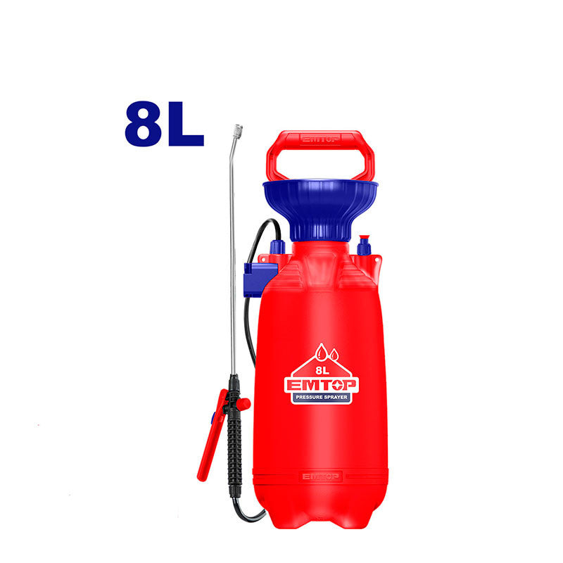 PULVERIZADORA/ROCIADORA DE 8 LITROS, MANGUERA FLEXIBLE 1.2 METROS, LANZA INOXIDABLE. EMTOP