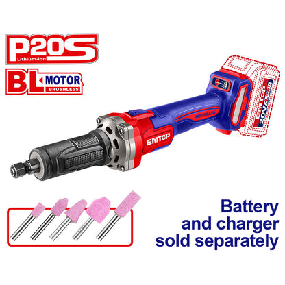 [ELDG2001] - ESMERIL RECTO INAL 20V, BRUSHLESS, VV 10000-30000 RPM, COLLET 1/4, 5 PZAS, SIN BATERIA NI CARGADOR, BARE TOOL, EMTOP