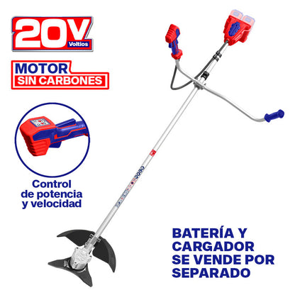 Desbrozadora/Chapeadora Orilladora Inalambrica 40 Voltios, Brushless, Sin Cargador Ni Bateria. Emtop
