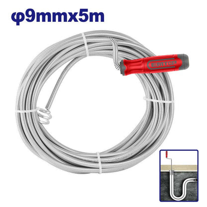 DESTAPADOR DE TUBERIAS DE 5M FLEXIBLE DE ACERO PARA LIMPIEZA DE DRENAJES. EMTOP
