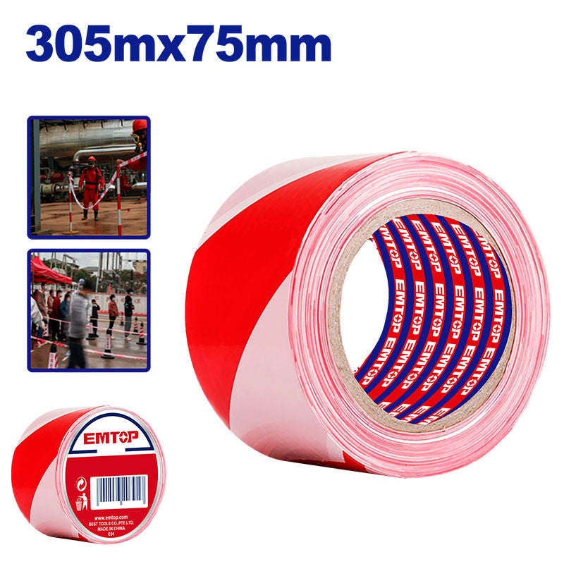 CINTA DE PRECAUCION 75 MM X 305 MTS. NO ADHESIVA, PARA DEMARCACION Y AREAS DE SEGURIDAD. EMTOP