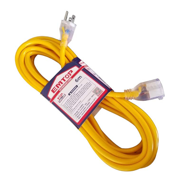 EXTENSION ELECTRICA AMARILLA, DE 6 METROS, CALIBRE 3X14 AWG. EMTOP
