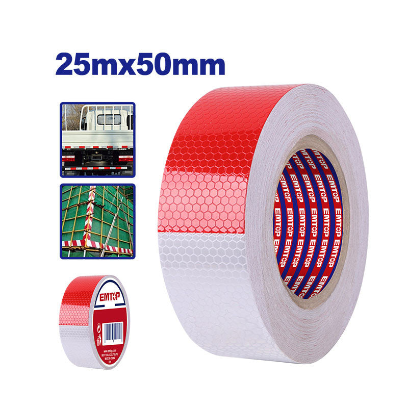 CINTA REFLECTIVA 50 MM X 25 MTS. ALTA VISIBILIDAD PARA VEHICULOS Y SEÑALIZACION. EMTOP