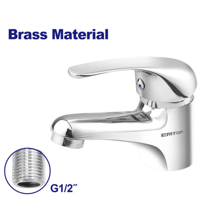 GRIFO MEZCLADOR PARA LAVAMANOS. CUERPO DE LATON Y MANIJA DE ZINC, INCLUYE MANGUERAS FLEXIBLES. EMTOP