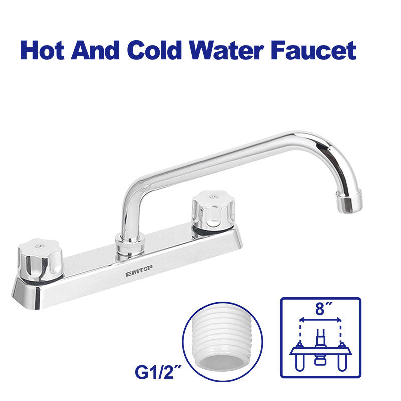 GRIFO PARA COCINA 8 PLG. PLASTICO ABS CROMADO, PARA AGUA FRIA Y CALIENTE. EMTOP