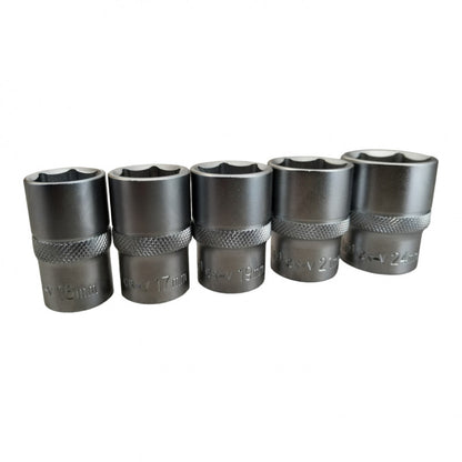 JUEGO DE 13 COPAS/DADOS/CUBOS METRICAS, RAIZ DE 1/2 , CON RACTCH Y BARRA DE EXTENSION. MARCA EMTOP