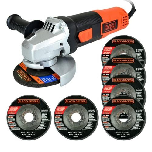 Pulidora De 4-1/2″, 820W, Black & Decker + 6 Discos de pulir