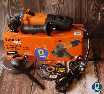 Esmeriladora Angular 4-1/2" 700W Mango 3 Posiciones Uso Continuo | TRUPER PRO 14013