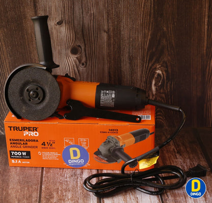 Esmeriladora Angular 4-1/2" 700W Mango 3 Posiciones Uso Continuo | TRUPER PRO 14013