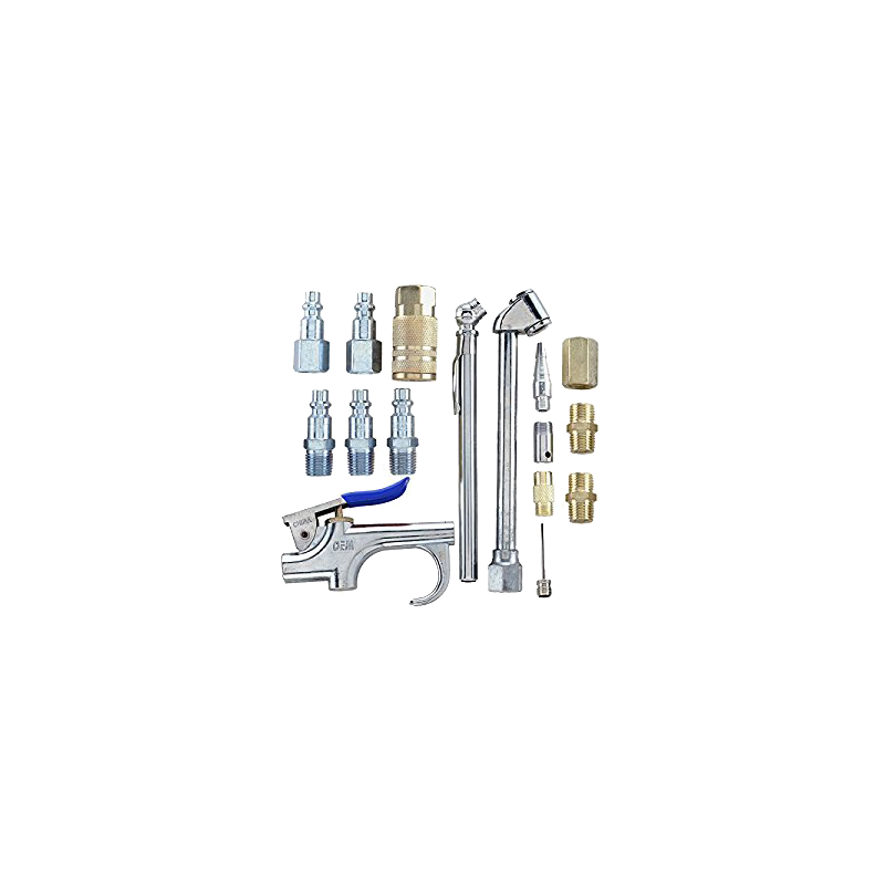 PISTOLA DE SOPLETEAR NEUMATICA,SET DE 17 PIEZAS,1/4 PULG,AGUJA,4 ACOPLES MACHO,2 ACOPLES HEMBRA.CAMPBELL HAUSFELD