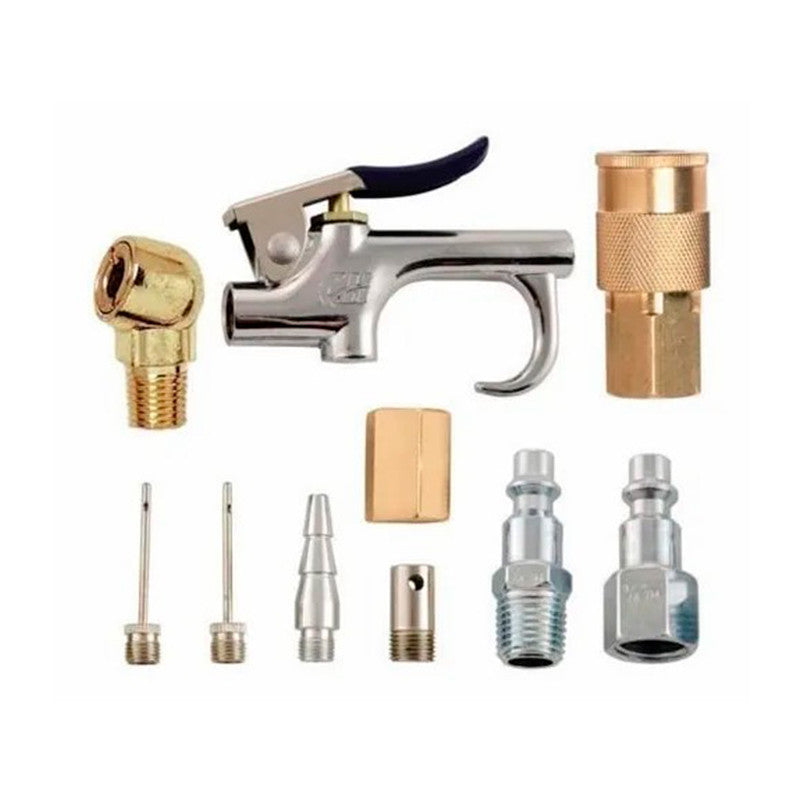 PISTOLA DE SOPLETEAR NEUMATICA,SET 10 PIEZAS,1/4 PULG, AGUJA,ACOPLE MACHO,HEMBRA,4 CONECTORES,1 CALIBRADOR.CAMPBELL