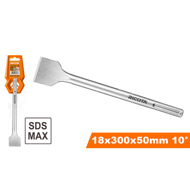 CINCEL PLANO SDS MAX 2 X 11-13/16 PLG. HOJA ANGULADA A 10 GRADOS. RICOTA.