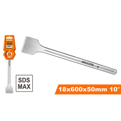 CINCEL PLANO SDS MAX 2 X 23-5/8 PLG. HOJA ANGULADA A 10 GRADOS. RICOTA.