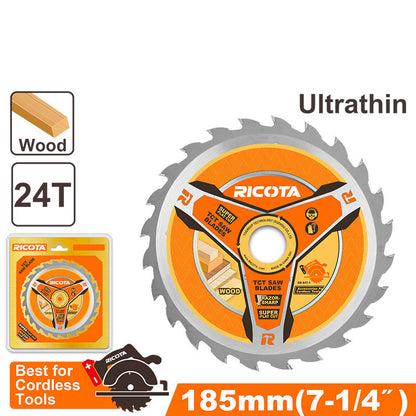 Disco de Sierra 7-1/4" 24 Dientes Carburo Eje 3/4" + Reductor 5/8" | RICOTA RATCT1107