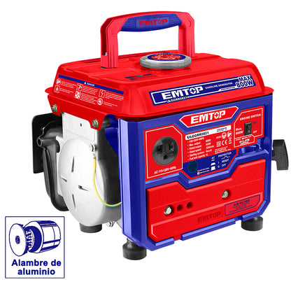 Generador, 800 Watts, A Gasolina, Motor 2 Tiempos, Deposito De 4 Litros. Marca Emtop