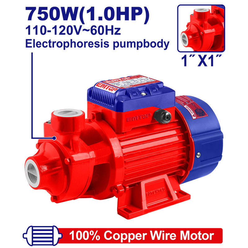 Bomba De Agua Periferica, 1hp, 750 Watts. Voltaje 120v. Emtop