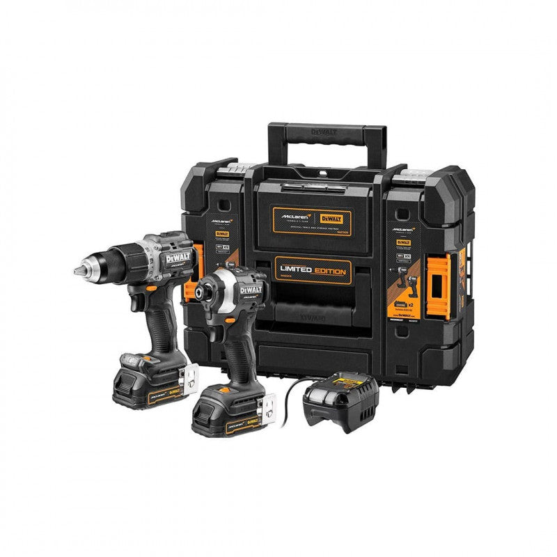 MCLAREN. COMBO BARRENO PERCUTOR Y ATORNILLADOR DE IMPACTO,INALAMBRICO, 20 VOLTIOS, BRUSHLESS, CON CAJA TSTAK. DEWALT
