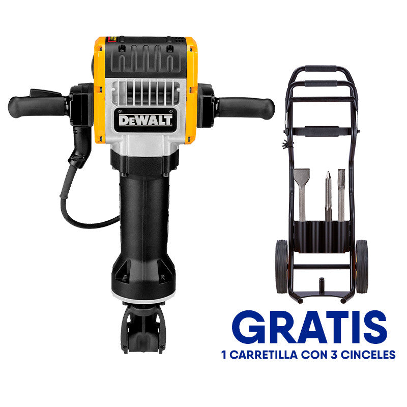 Demoledor De 30 Kilos, Hex 1-1/8 Plg. 1,800 Watts, 62 Joules. Gratis Carretilla Con 3 Cinceles. Dewalt