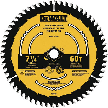 [DWA171460] -Disco De Sierra, 7-1/4 Pulg, Eje 5/8 Pulg, 60 Dientes De Carburo, Para Acabado Ultrafino En Madera. Marca Dewalt