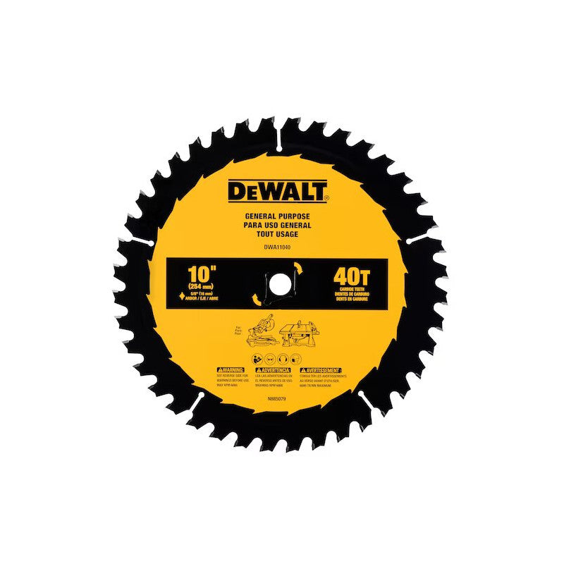 [DWA11040] -Disco Para Madera, 10 Pulg X 5/8 Pulg, 40 Dientes, Cortes Generales. Marca Dewalt