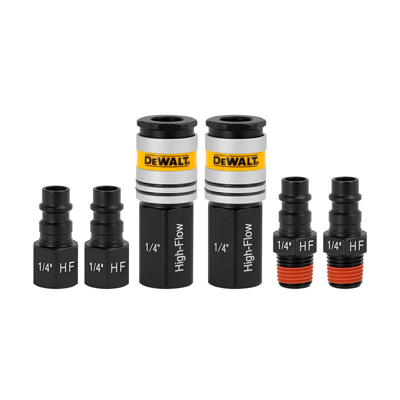 [DXCM036-0231] -Juego De 6 Pcs De Acoples Rapido, Alto Caudal, 2 Acoples Hembra, 2 Conectores Hembra Y 2 Conectores Macho. Dewalt