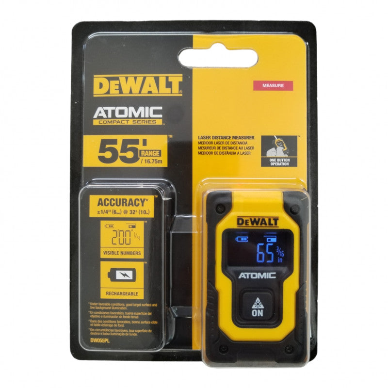 [DW055PL] -Medidor Metro Laser Digital De Bolsillo, Atomic, Rango De 16.75 Metros, Recargable. Marca Dewalt