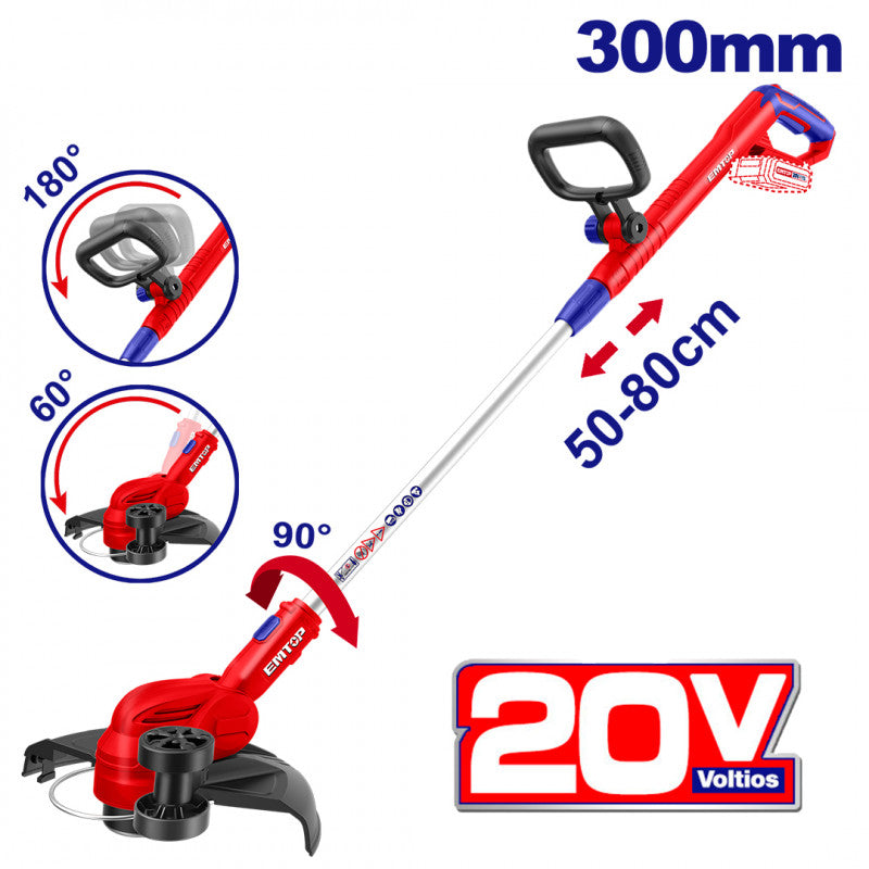 [ELGT20328] -Orilladora Inalambrica De 20 Voltios, 8,200 Rpm. Sin Cargador Ni Bateria. Marca Emtop