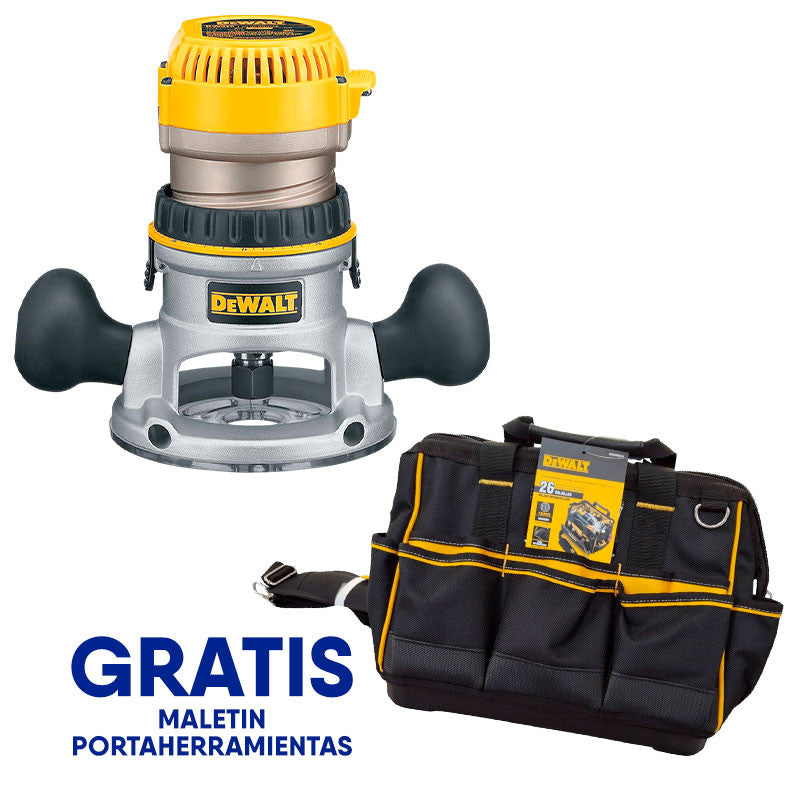 ROUTER DE BASE FIJA, MOTOR 1-3/4 HP, 24,500 RPM, GRATIS BOLSO PORTA HERRAMIENTAS DWST83489-LA. DEWALT
